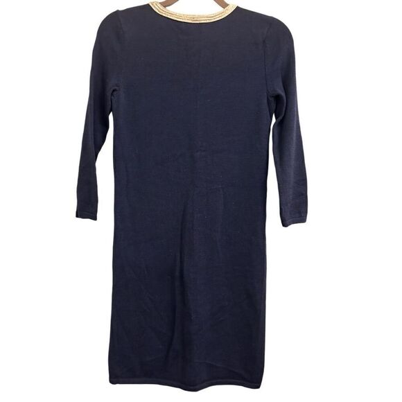Lilly Pulitzer Delvin Navy blue 100% merino wool sweater dress sz S with gold - Picture 4 of 10